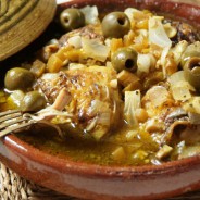 Moroccan chicken, lime pickle and green olive tagine