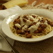 Traditional meat sauce with pork, sage and plum twist