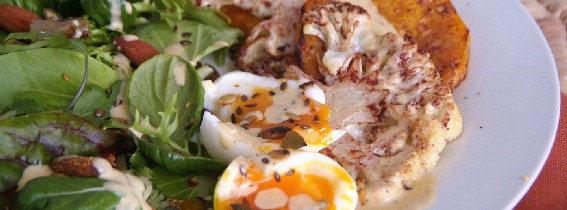 Roast veg salad with Caesar dressing