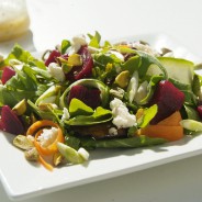 Beetroot, pistachio and goats cheese salad