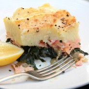 Salmon and spinach pie