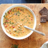 Spicy coconut chicken and veg soup